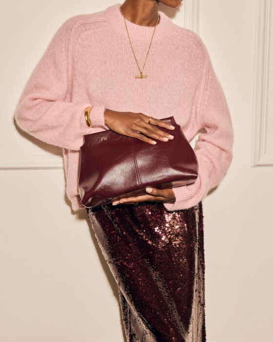 Katie Loxton Laila Textured Patent Clutch Cherry Patent Crackle