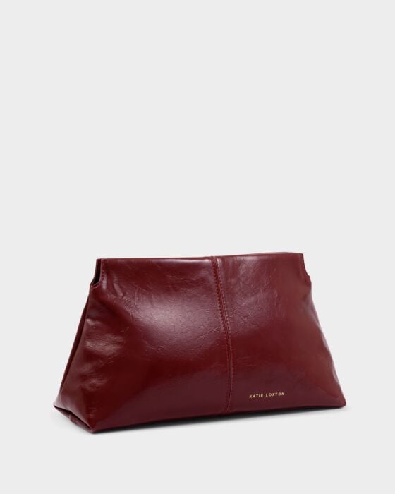 Katie Loxton Laila Textured Patent Clutch Cherry Patent Crackle