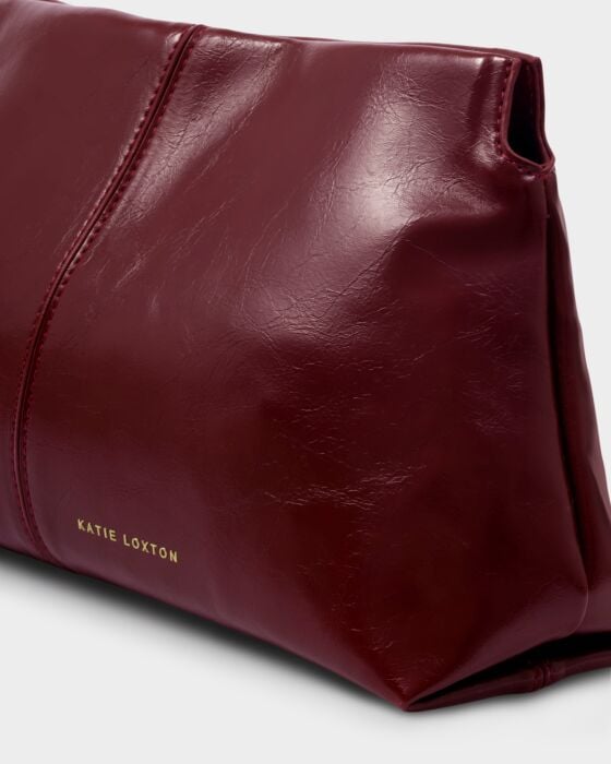Katie Loxton Laila Textured Patent Clutch Cherry Patent Crackle