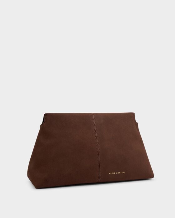 Katie Loxton Laila Suedette Clutch Chocolate Suedette