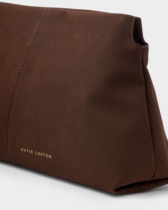 Katie Loxton Laila Suedette Clutch Chocolate Suedette