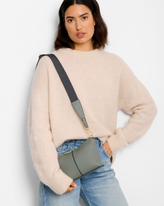 Katie Loxton Laila Canvas Strap Crossbody Bag Graphite Green