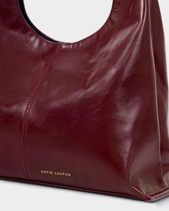 Katie Loxton Laila Patent Crackle Slouch Shoulder Bag Cherry Crackle Pu