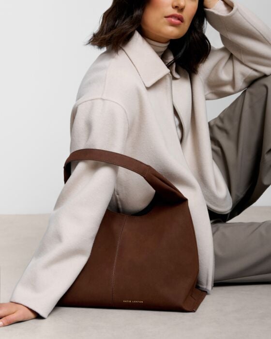 Katie Loxton Laila Suedette Shoulder Bag Chocolate Suedette