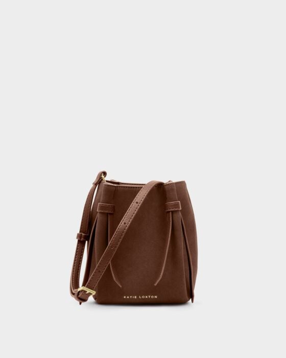 Katie Loxton Celina Mini Suedette Bucket Bag Chocolate Suedette