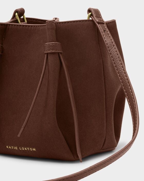 Katie Loxton Celina Mini Suedette Bucket Bag Chocolate Suedette