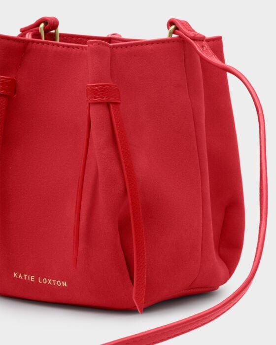 Katie Loxton Celina Mini Suedette Bucket Bag Red Suedette
