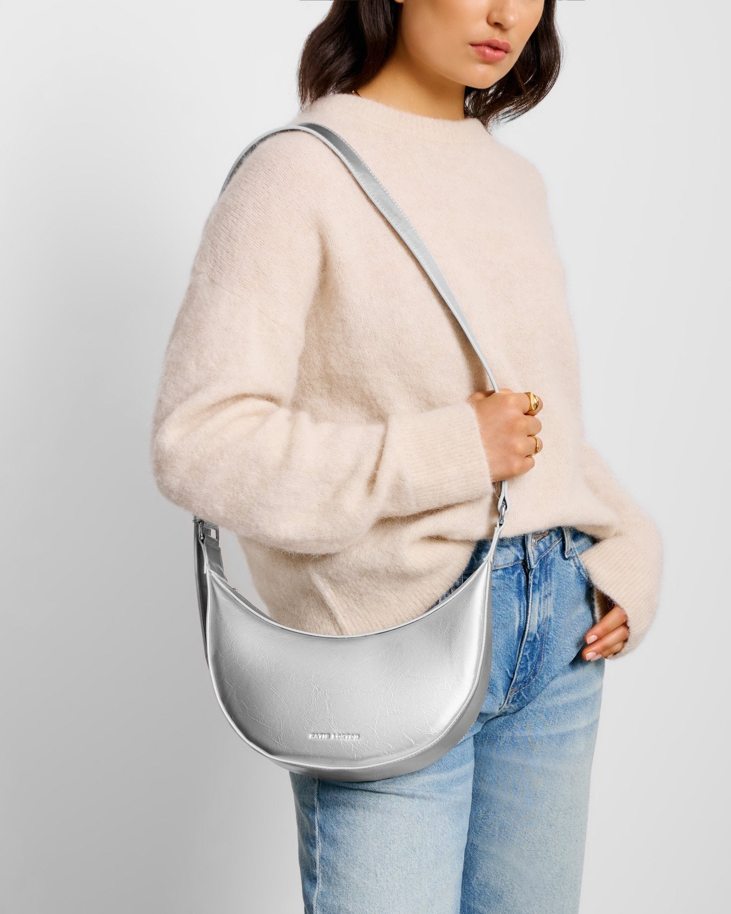 Katie Loxton Amina Patent Crackle Sling Bag Silver