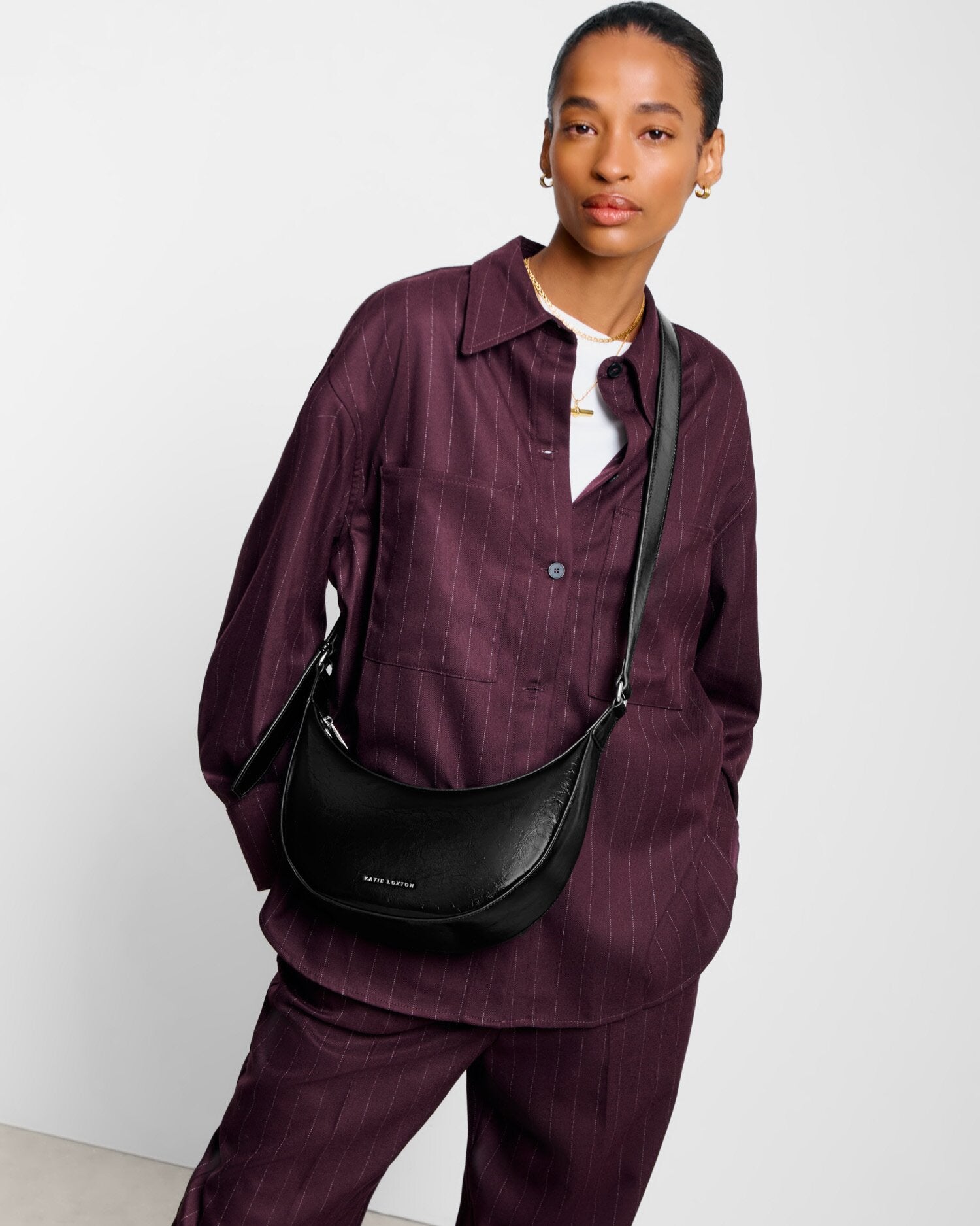 Katie Loxton Amina Patent Crackle Sling Bag Black