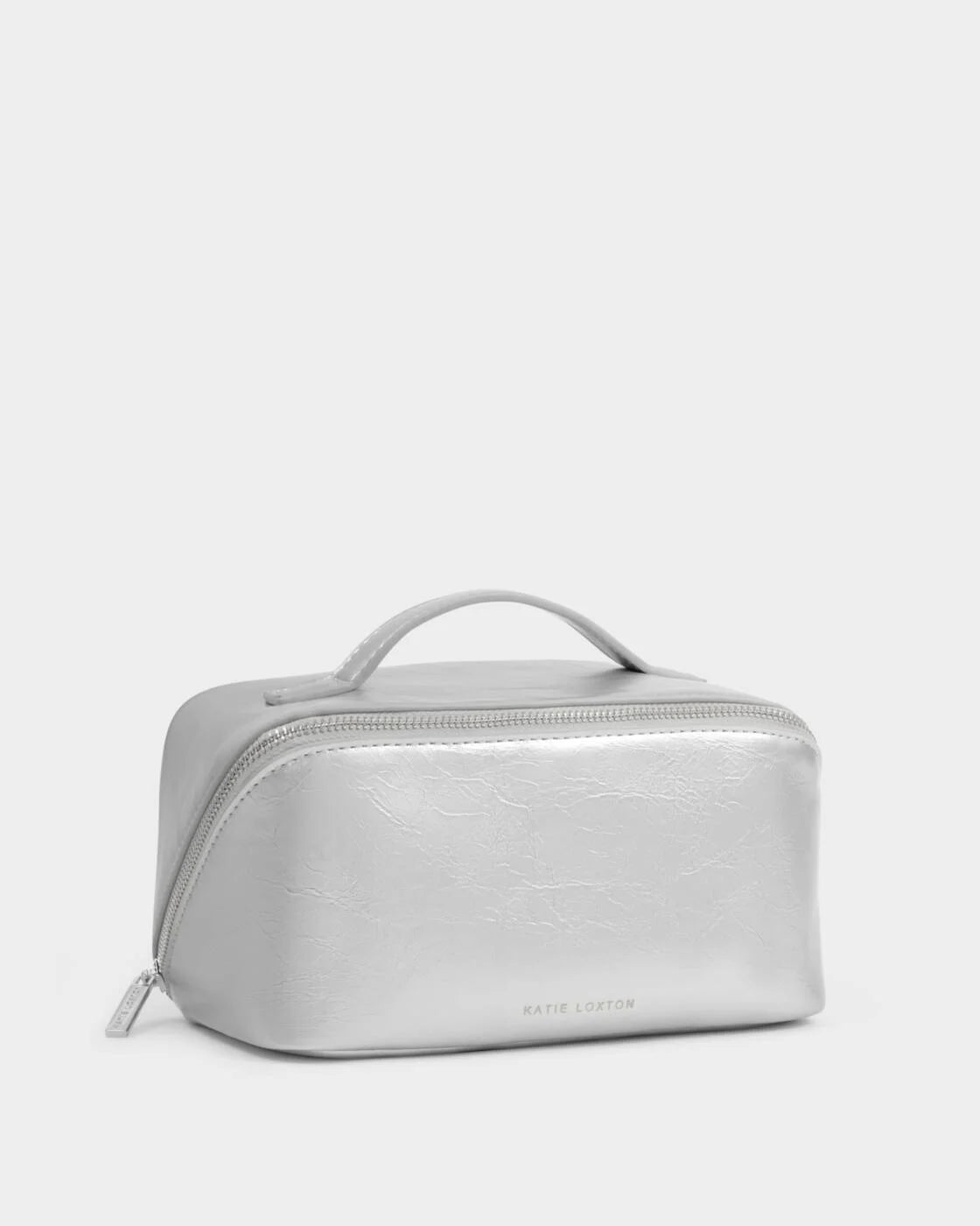 Katie Loxton Patent Crackle Medium Makeup & Wash Bag Silver