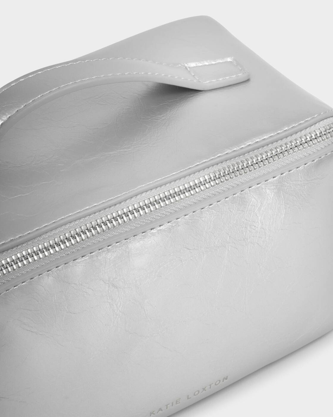 Katie Loxton Patent Crackle Medium Makeup & Wash Bag Silver