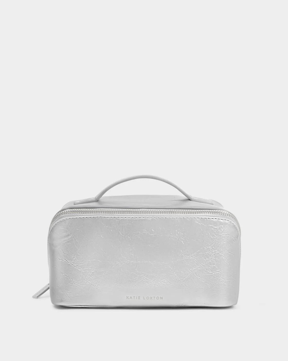 Katie Loxton Patent Crackle Medium Makeup & Wash Bag Silver