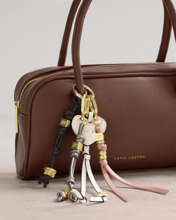 Katie Loxton Heart Bag Charm Keyring Love Off White
