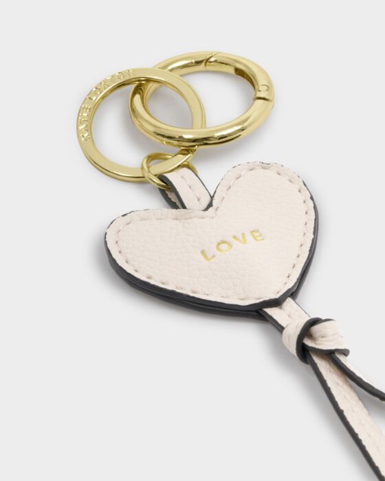 Katie Loxton Heart Bag Charm Keyring Love Off White