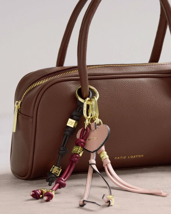 Katie Loxton Heart Bag Charm Keyring Mum Blush Taupe