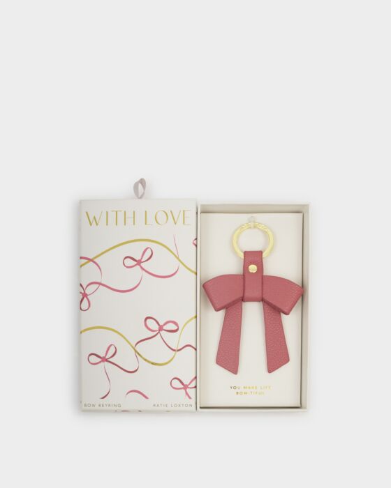 Katie Loxton Boxed Bow Keyring You Make My Life Bow-Tiful Raspberry Pink