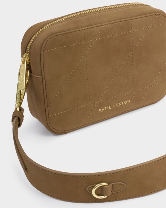 Katie Loxton Avery Quilted Suedette Small Crossbody Bag Caramel
