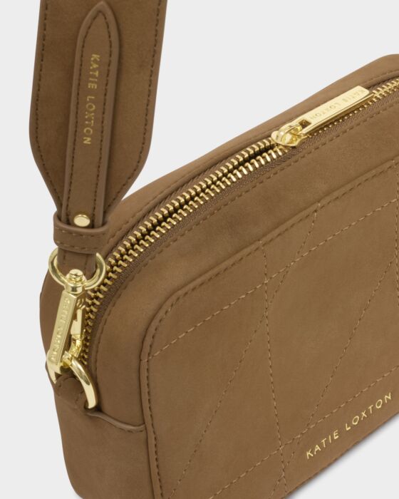 Katie Loxton Avery Quilted Suedette Small Crossbody Bag Caramel