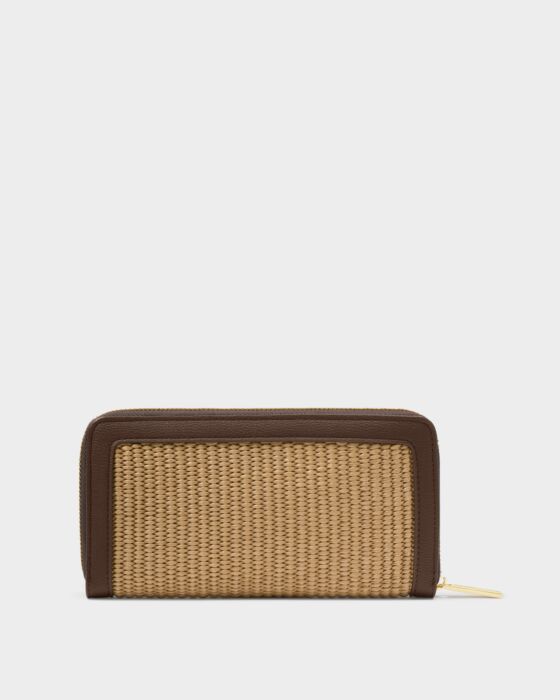 Katie Loxton Florence Purse Bitter Chocolate & Natural Raffia