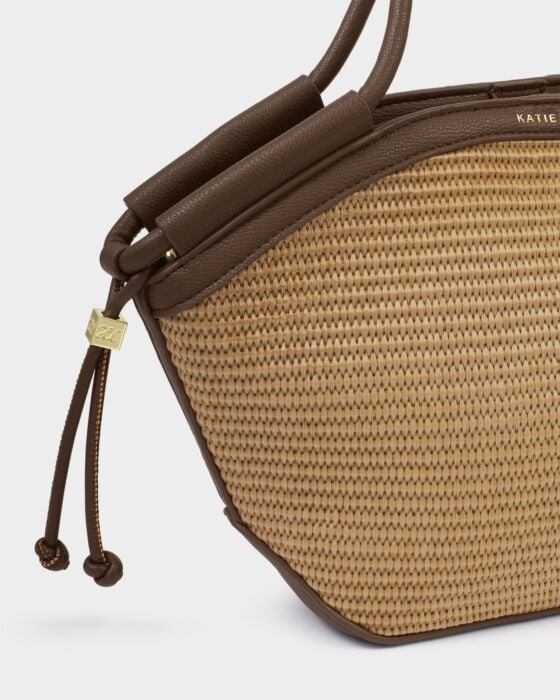 Katie Loxton Florence Mini Tote Bag Raffia Chocolate