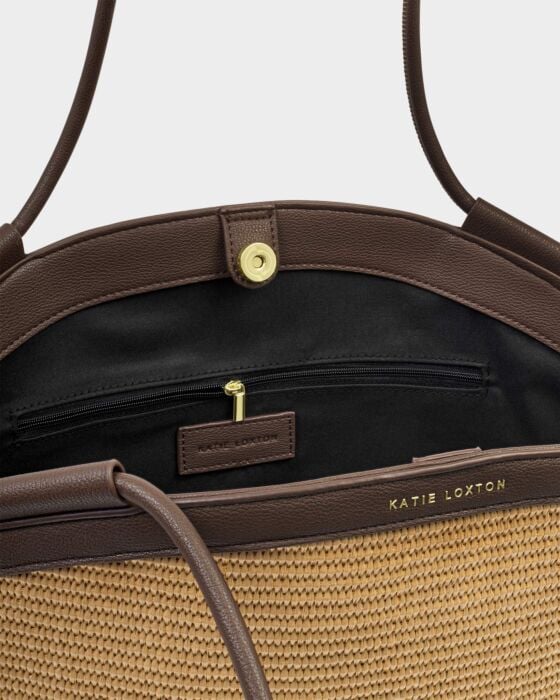 Katie Loxton Florence Tote Bag Raffia Chocolate