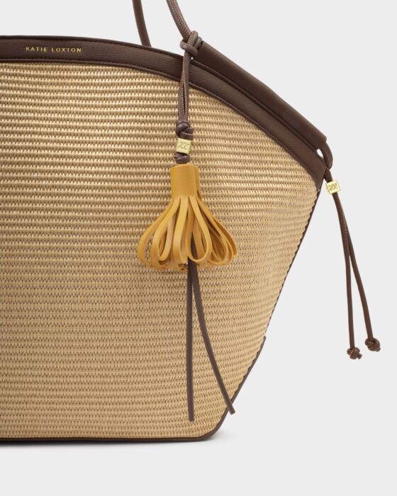 Katie Loxton Florence Tote Bag Raffia Chocolate
