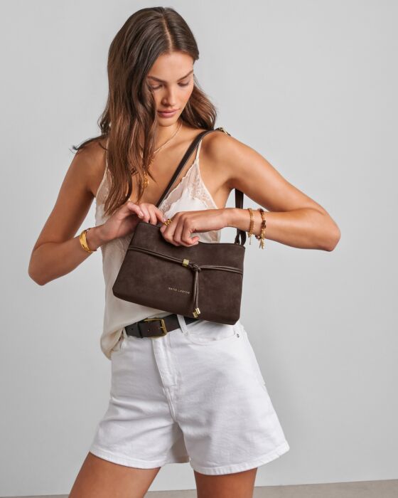 Katie Loxton Lori Suedette Crossbody Bag Chocolate