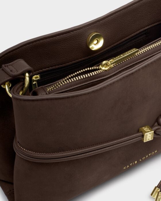 Katie Loxton Lori Suedette Crossbody Bag Chocolate