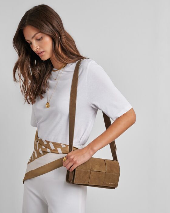 Katie Loxton Taya Suedette Crossbody Bag Caramel