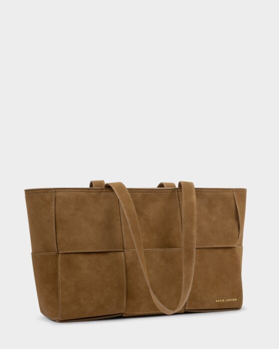 Katie Loxton Taya Hand Woven Suedette Tote Bag Caramel