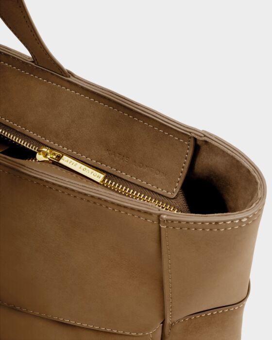 Katie Loxton Taya Hand Woven Suedette Tote Bag Caramel