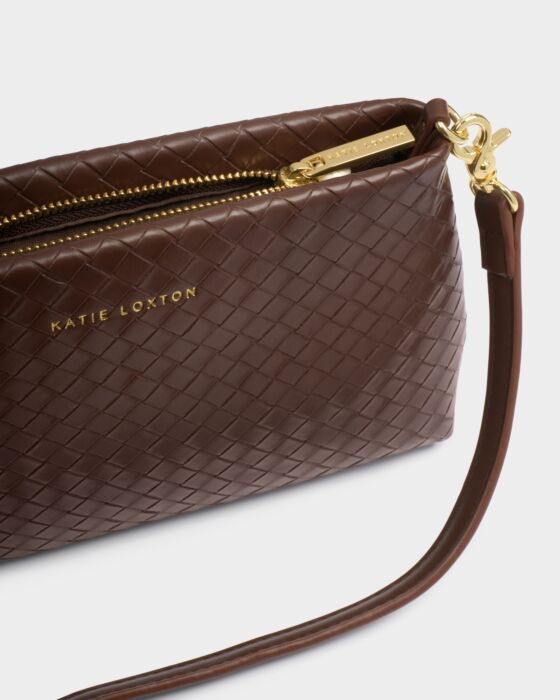 Katie Loxton Nova Woven Texture Clutch Chocolate