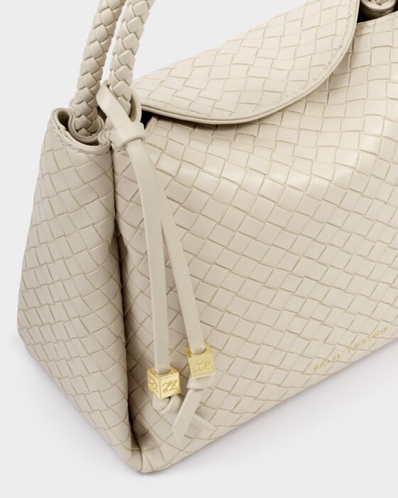 Katie Loxton Nova Woven Texture Top Handle Bag Off White