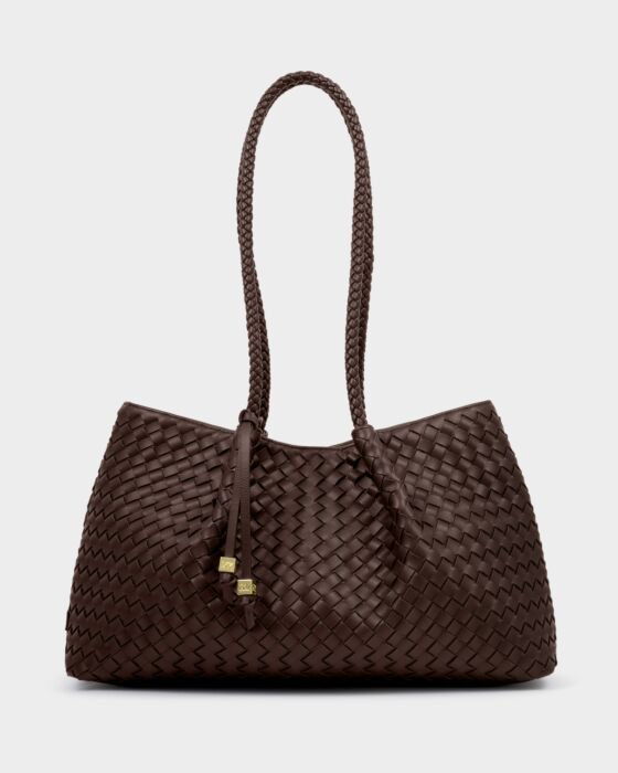 Katie Loxton Nova Hand Woven Small Shoulder Tote Chocolate