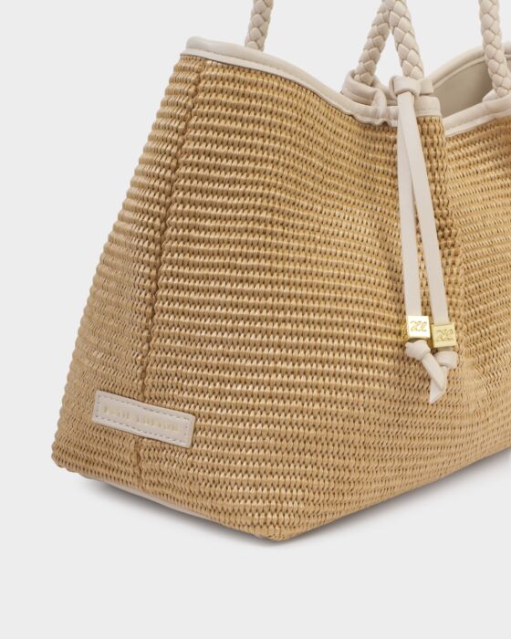 Katie Loxton Nova Raffia Small Shoulder Tote Oyster Raffia