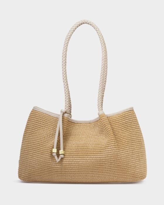 Katie Loxton Nova Raffia Small Shoulder Tote Oyster Raffia
