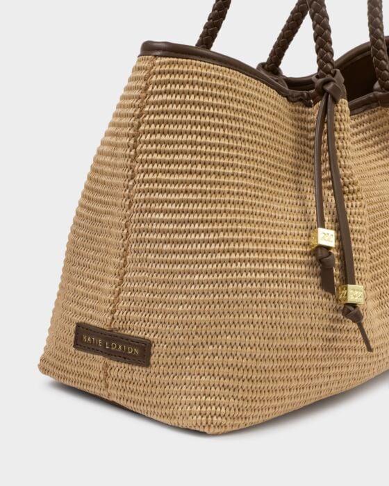 Katie Loxton Nova Raffia Small Shoulder Tote Chocolate