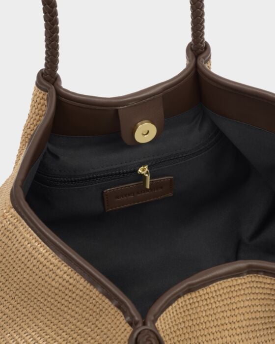 Katie Loxton Nova Raffia Small Shoulder Tote Chocolate