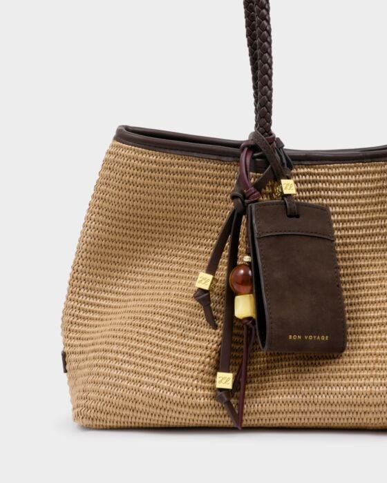 Katie Loxton Nova Raffia Small Shoulder Tote Chocolate