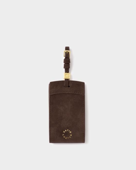 Katie Loxton Luggage Tag Bon Voyage Chocolate Suedette