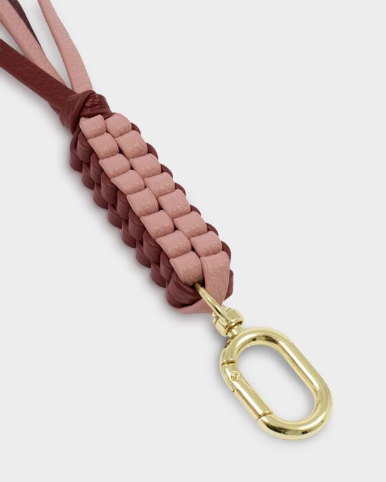 Katie Loxton Braided Keyring Bag Charm Rose Pink/ Cherry