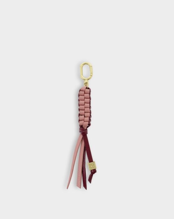 Katie Loxton Braided Keyring Bag Charm Rose Pink/ Cherry