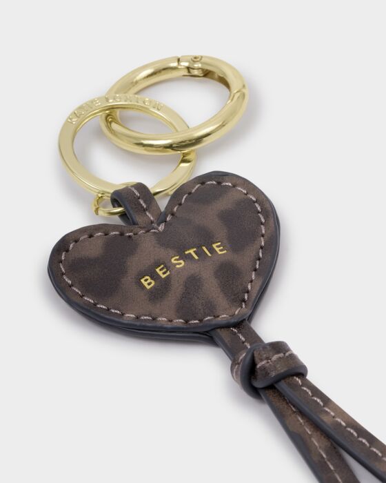 Katie Loxton Heart Charm Keyring Bestie Leopard 19cm X 7cm