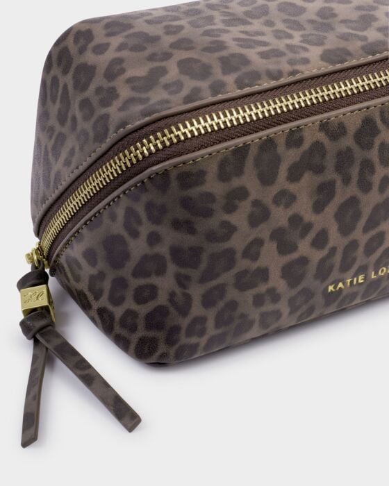 Katie Loxton Fold-Out Suedette Mirror Makeup Bag Leopard