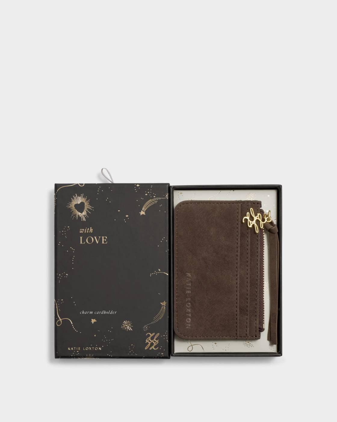 Katie Loxton Gift Boxed Coin & Cardholder Chocolate Suedette