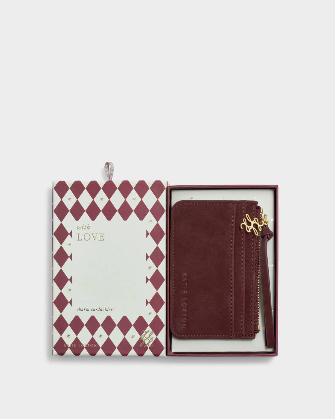 Katie Loxton Gift Boxed Coin & Cardholder Cherry Suedette