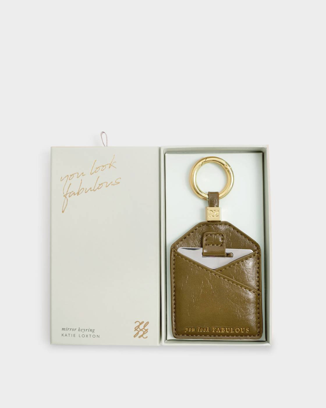 Katie Loxton Boxed Mirror Olive Distressed You Look Fabulous