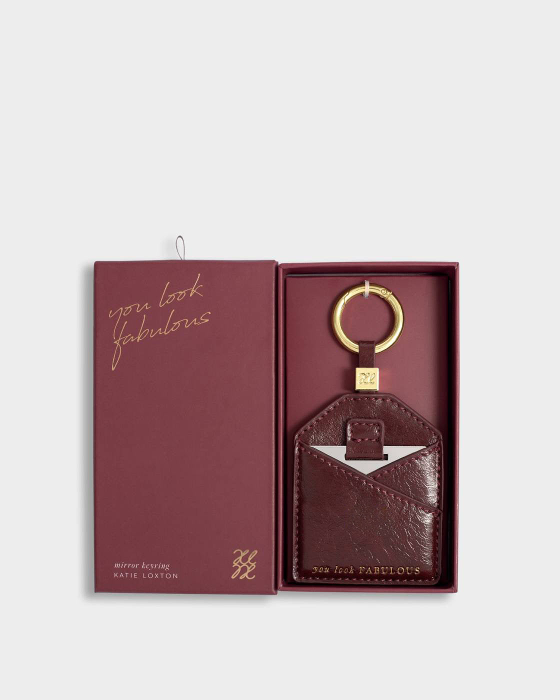 Katie Loxton Boxed Mirror Cherry Patent Crackle You Look Fabulous