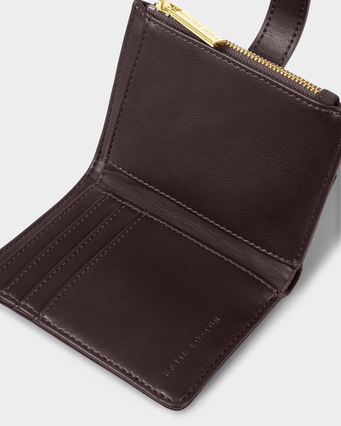 Katie Loxton Orin Twist Lock Purse Bitter Chocolate Suedette