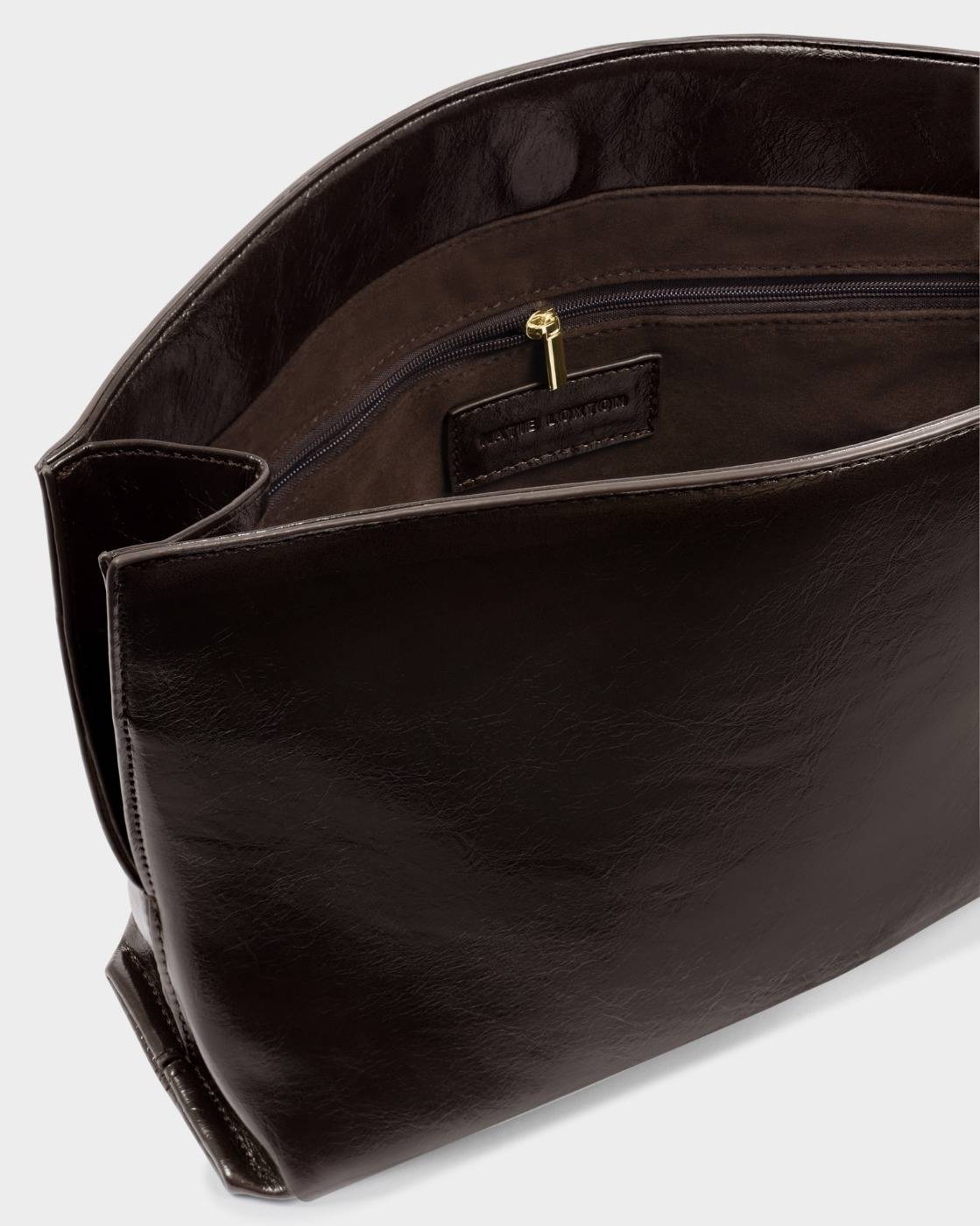Katie Loxton Freya Clutch Bag Chocolate Patent Crackle
